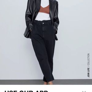 Zara paperbag washed black jeans size 6